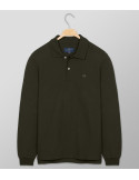 Polo Long Sleeve Regular Fit Plain Dark Olive | Oxford Company eShop
