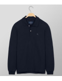 Polo Long Sleeve Regular Fit Plain Dark Blue | Oxford Company eShop